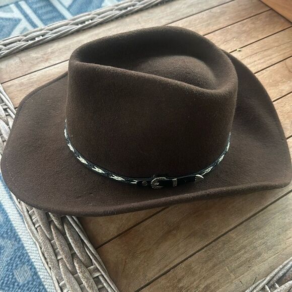 Rockmount Mens Brown Wool Felt Cowboy Crushable Hat L - Picture 2 of 8